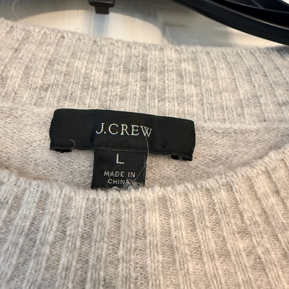 J. Crew Light Gray Crew Neck Sweater with puff sleeve - Picture 2 of 3